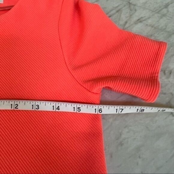 Madewell bright orange textured back zipper stretch top blouse size XS. - Picture 5 of 6